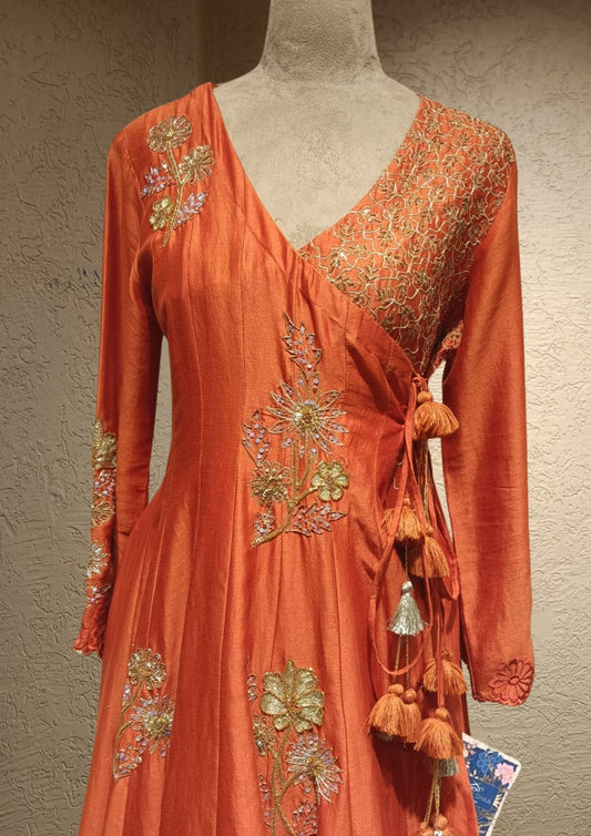 SALE- GULSHAN RUST ANGRAKHA SUIT SET