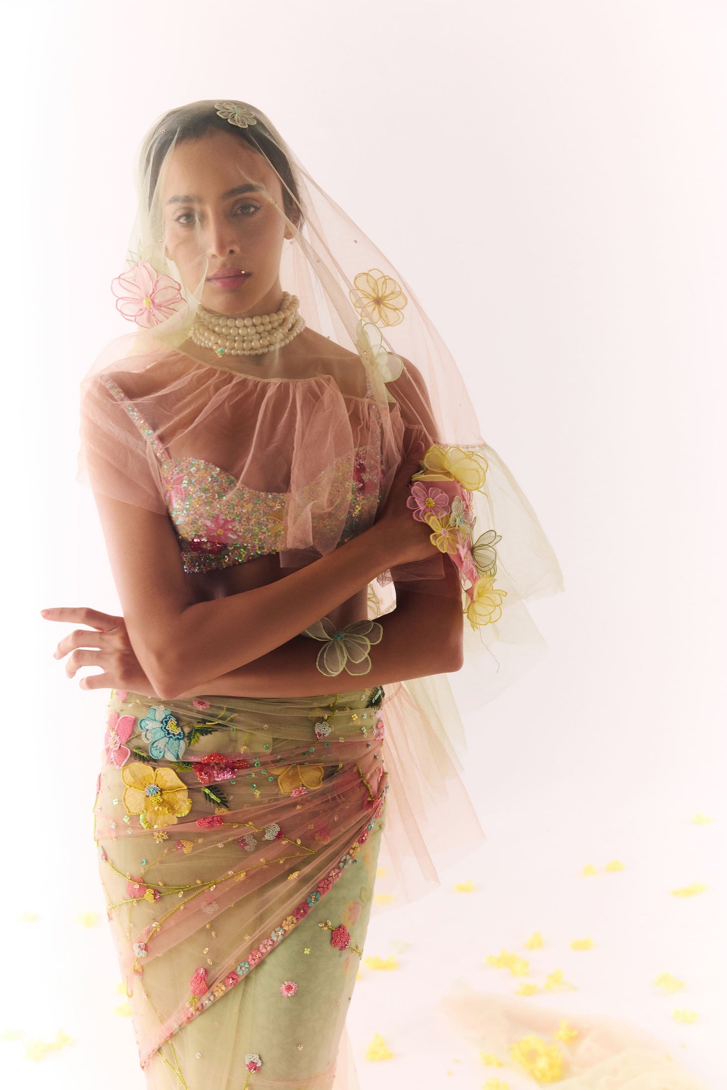 Lush Grass Draped Saree