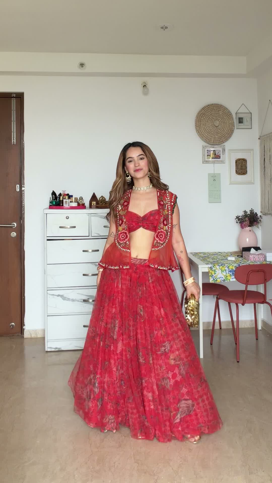 NISHA JOSHI IN MIRCHI MADAM JACKET AND SKIRT SET