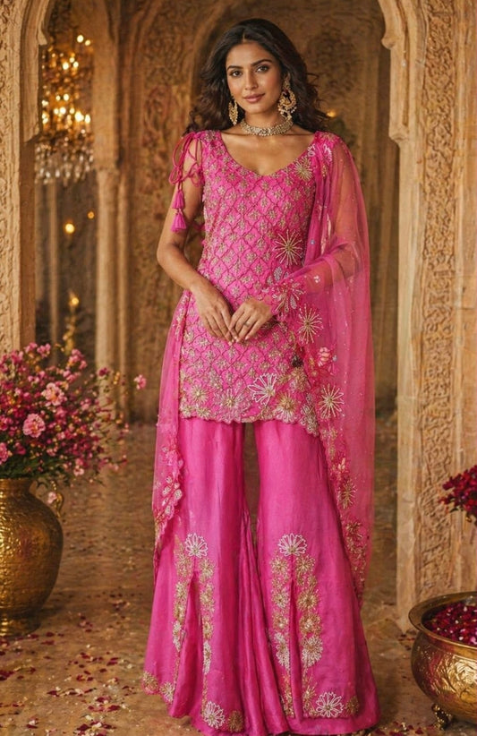 SALE- PARINEETA HOT PINK SUIT SET