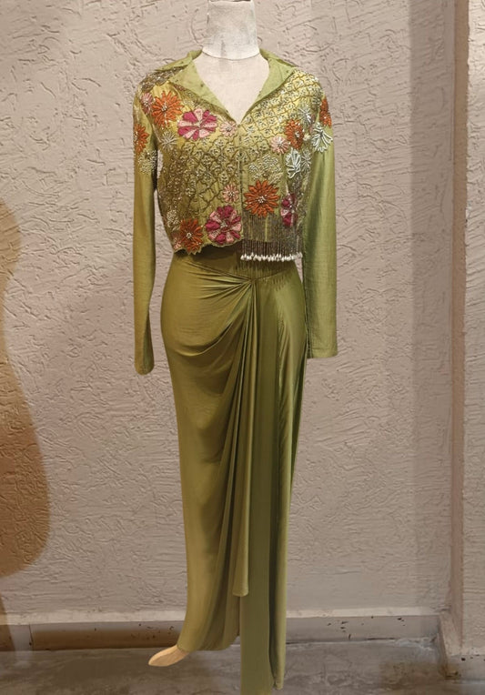 SALE- KIMAYA GREEN JACKET SET