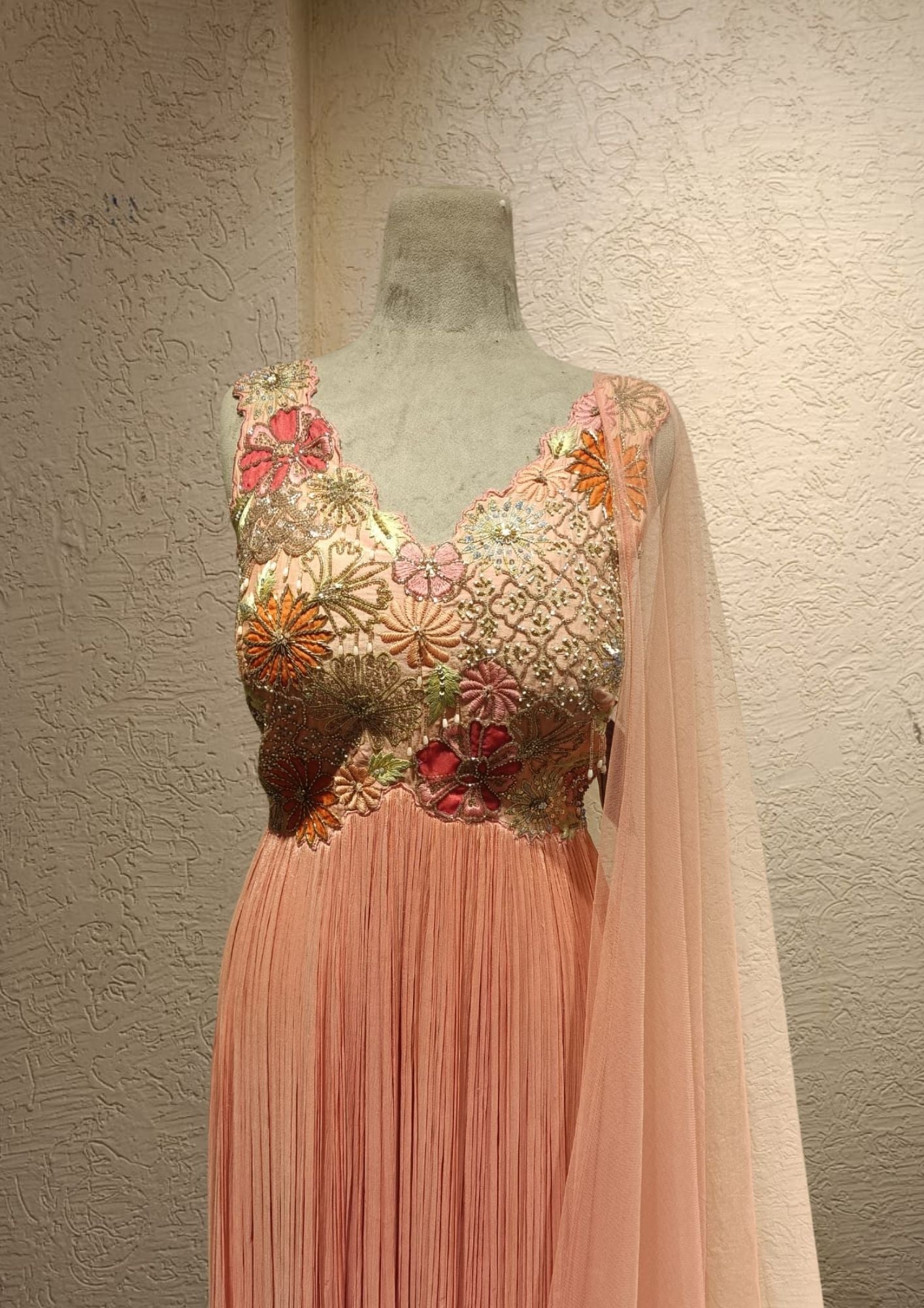 SALE- PANKHURI CORAL PINK SUIT SET