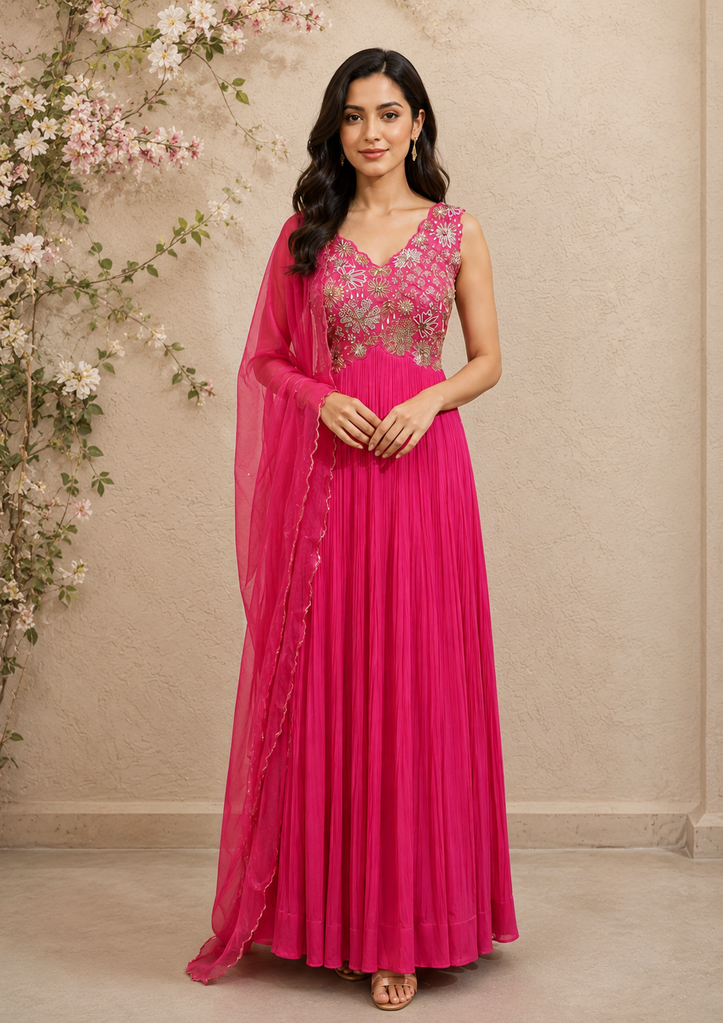 SALE- PANKHURI HOT PINK SUIT SET