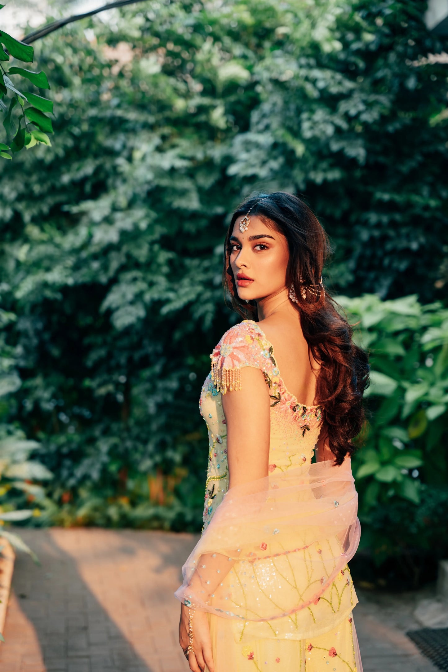 Saiee Manjrekar In Lemon Luster Kurta Set