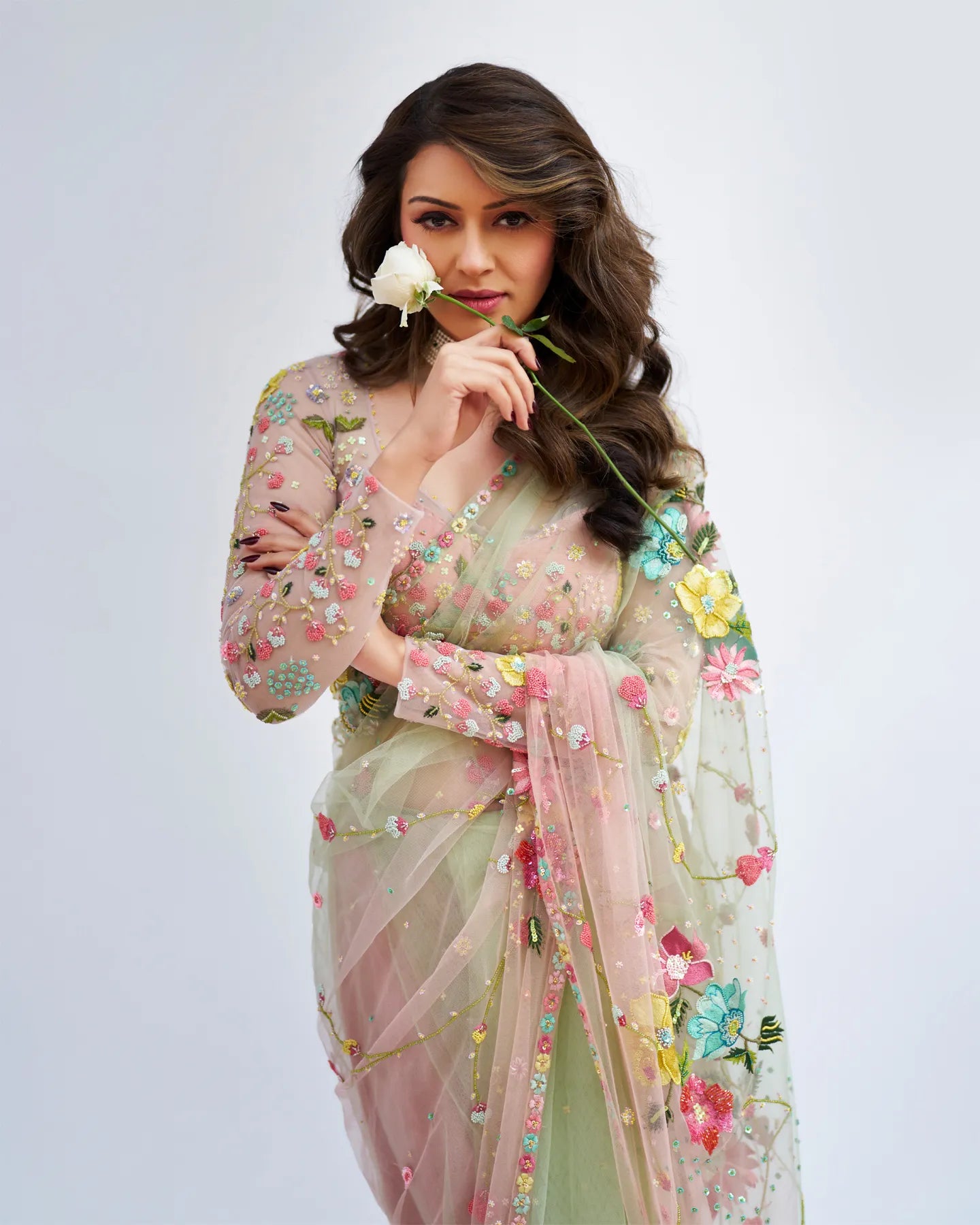 Hansika Motwani In Rose Garden Saree
