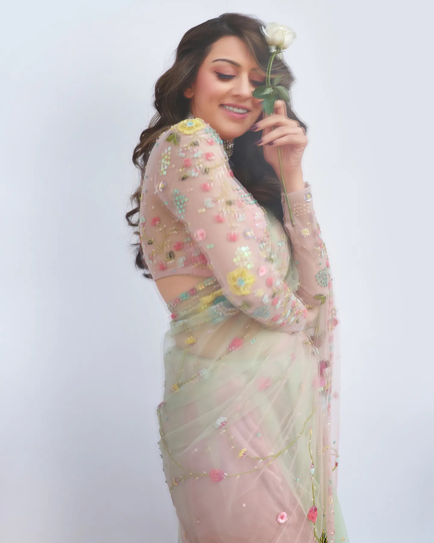Hansika Motwani In Rose Garden Saree