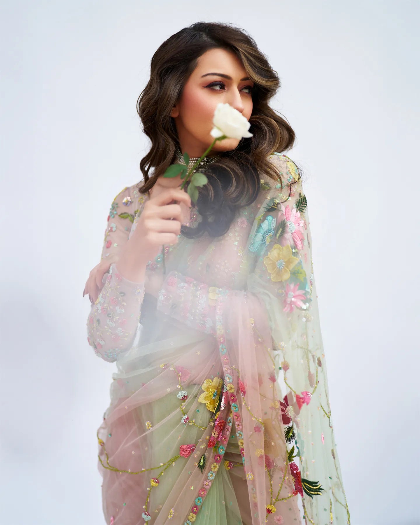 Hansika Motwani In Rose Garden Saree