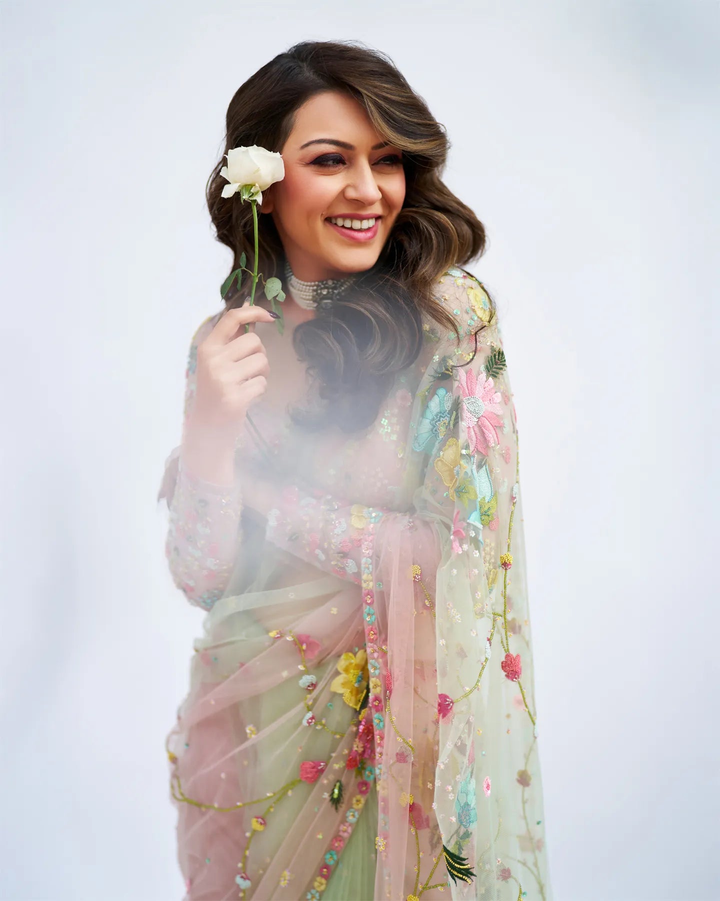 Hansika Motwani In Rose Garden Saree