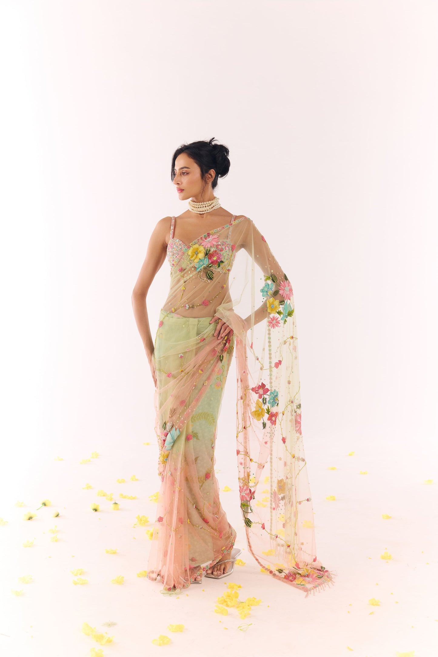 Lush Grass Draped Saree