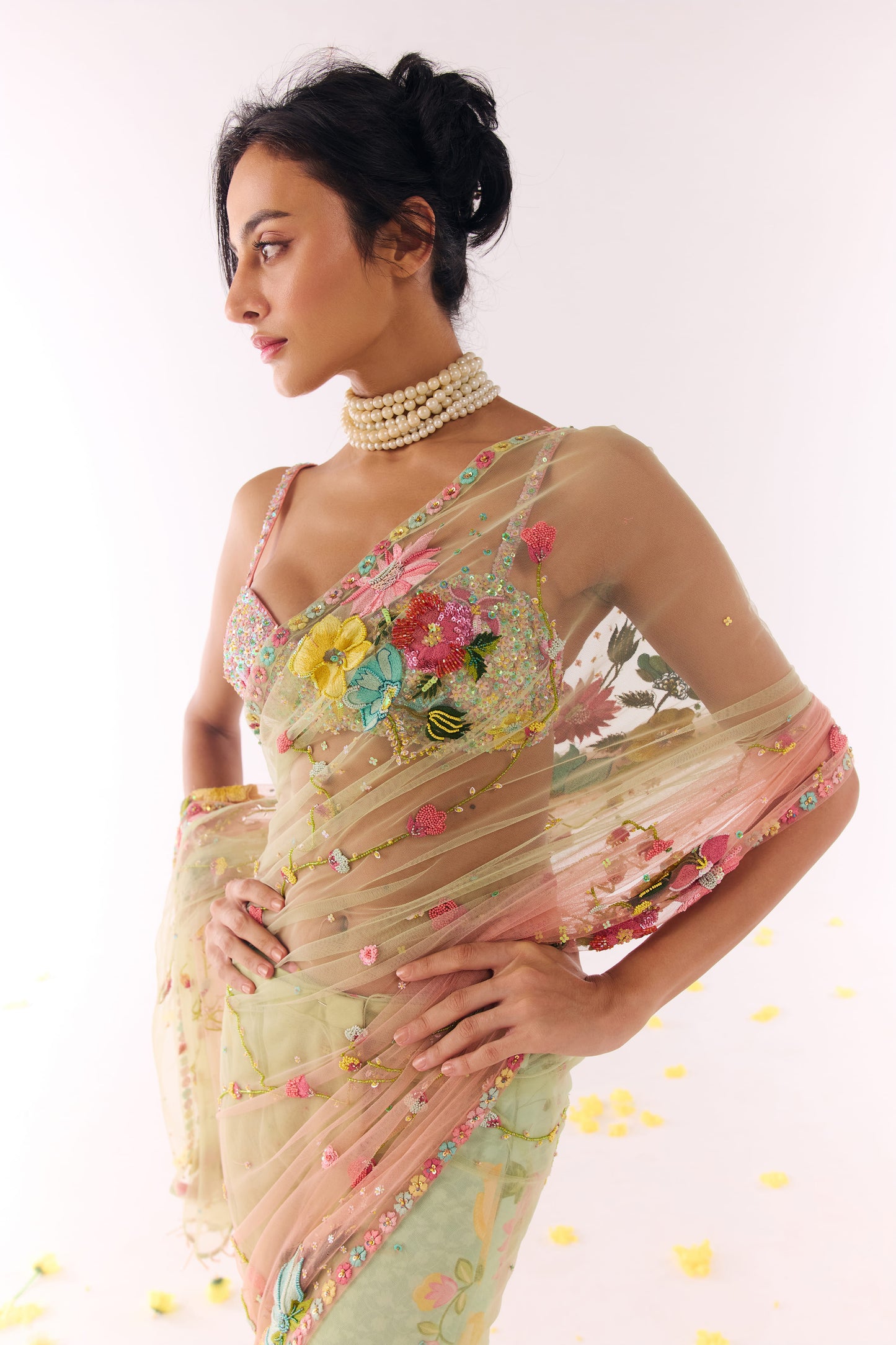 Lush Grass Draped Saree