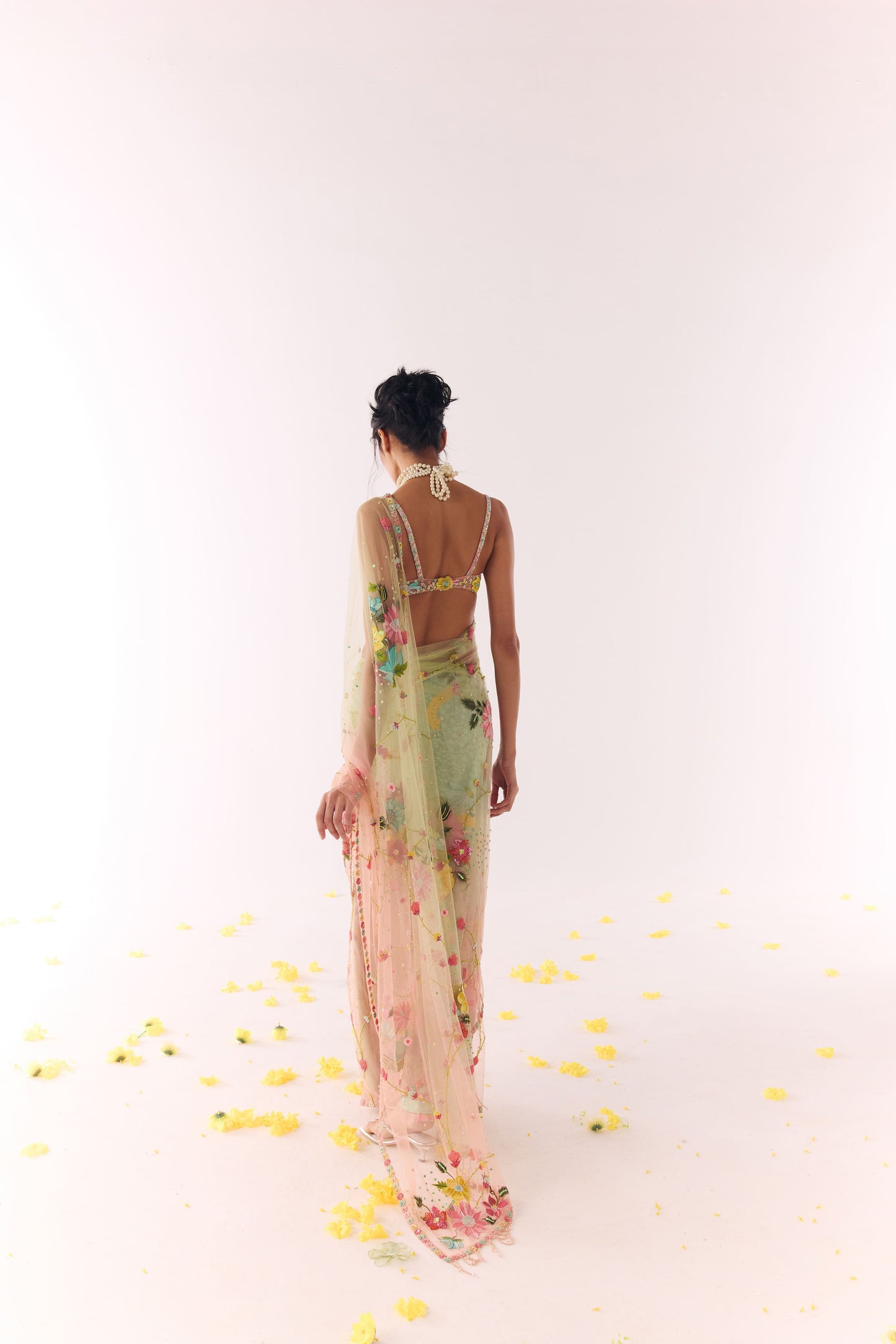 Lush Grass Draped Saree