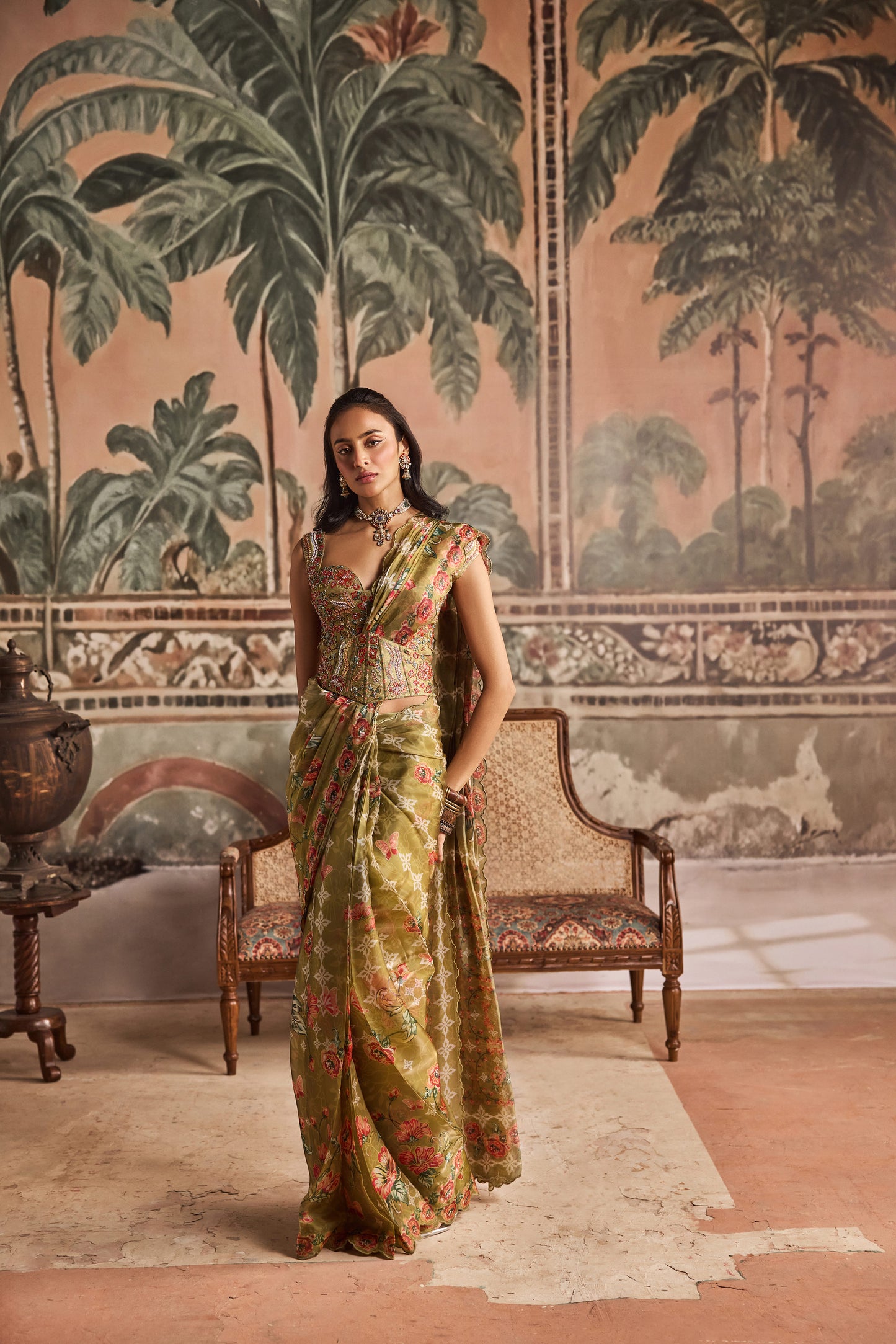 Baagi Jugni Drapped Saree Set
