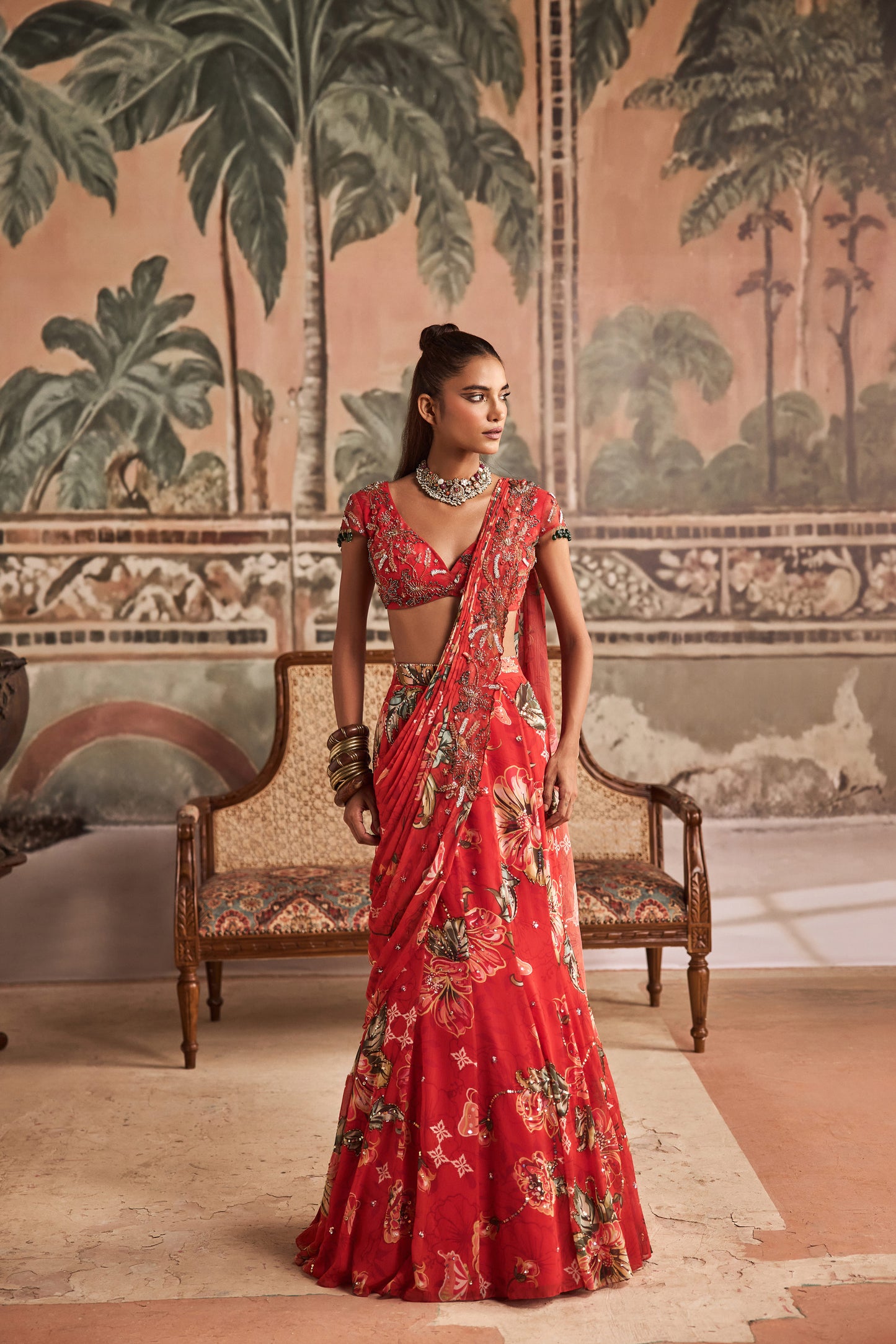 Sindoori Gul Draped Saree
