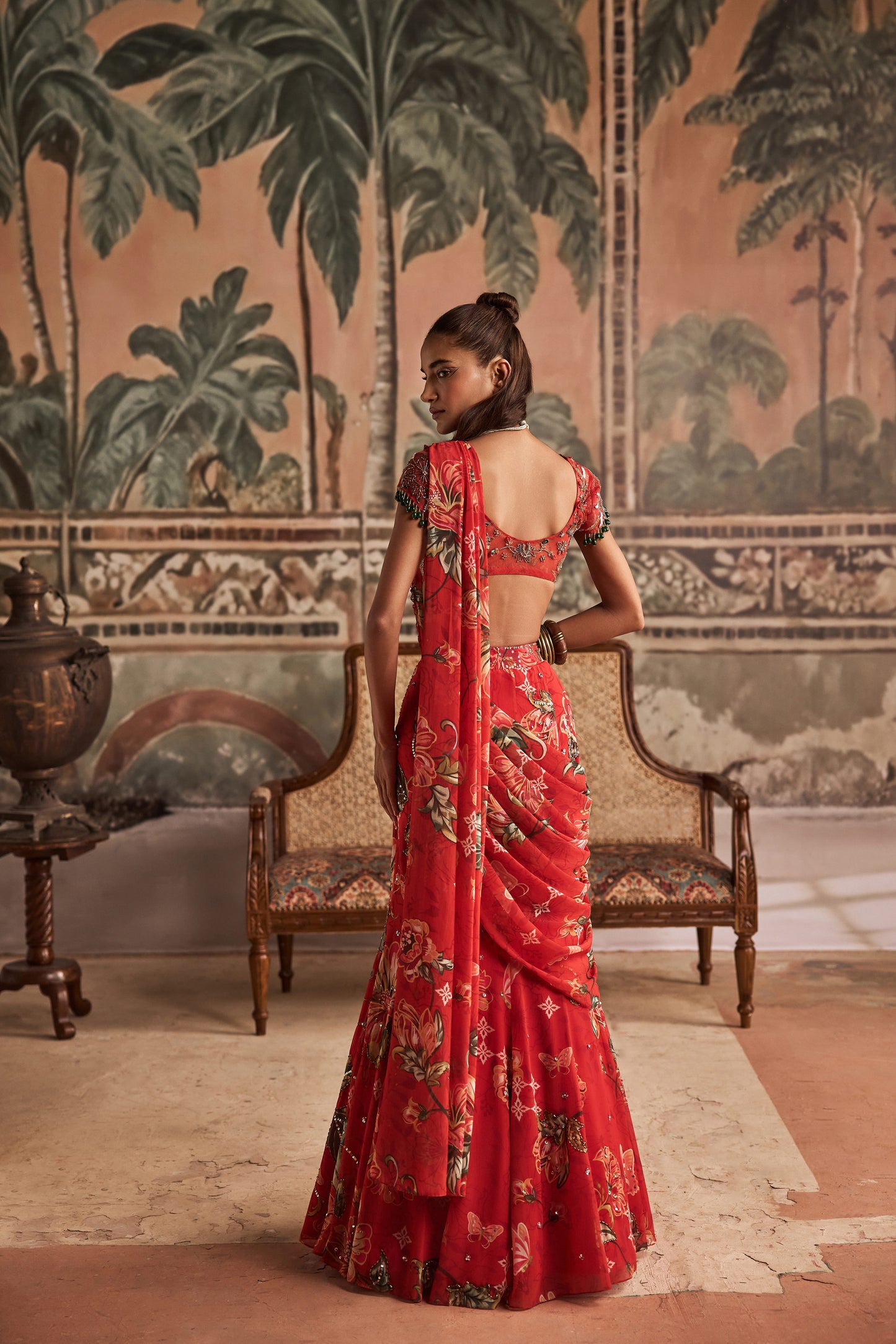 Sindoori Gul Draped Saree