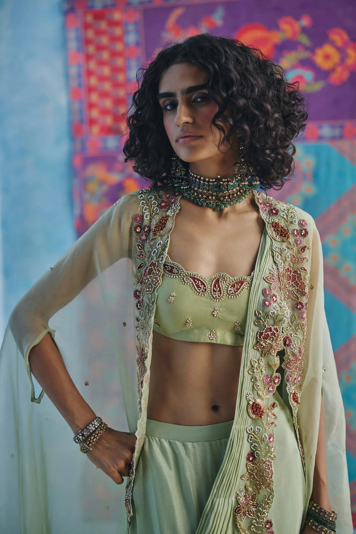 SAAZ PRE DRAPES SAREE AND CAPE SET