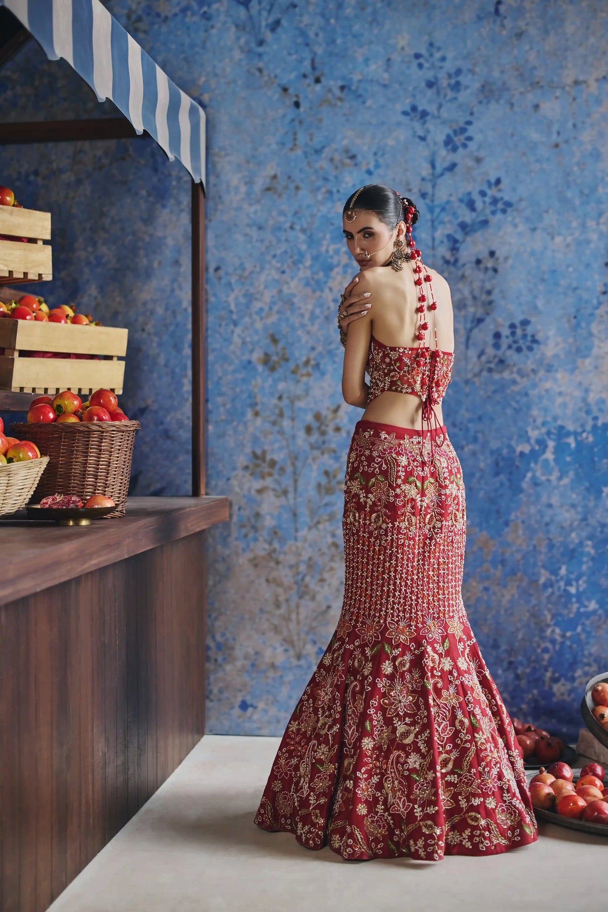 SURKH FISH CUT LEHENGA SET