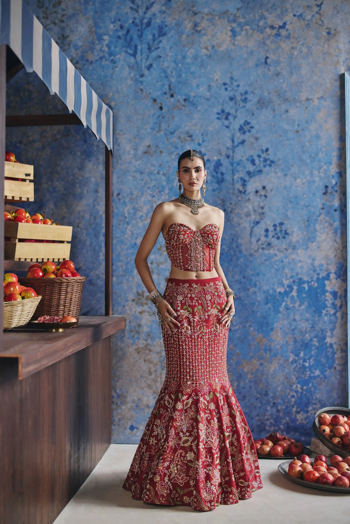 SURKH FISH CUT LEHENGA SET