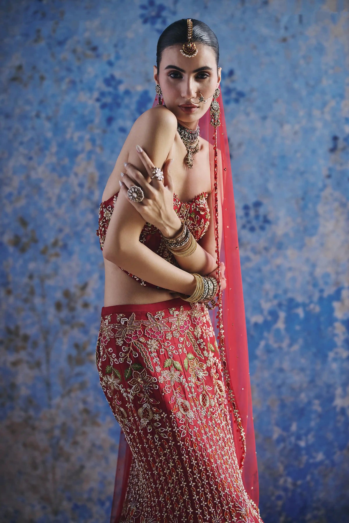 SURKH FISH CUT LEHENGA SET