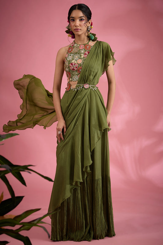 Mandira Pre Draped Saree Set