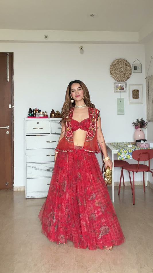 NISHA JOSHI IN MIRCHI MADAM JACKET AND SKIRT SET