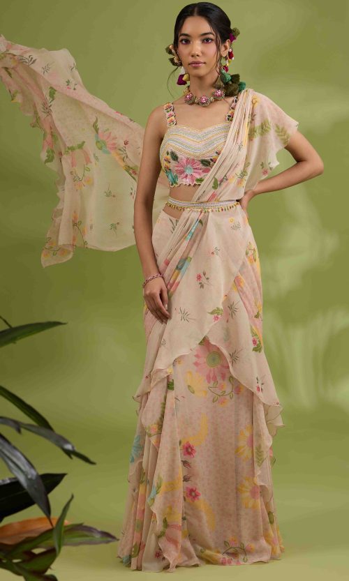 BEIGE MUSE SAREE